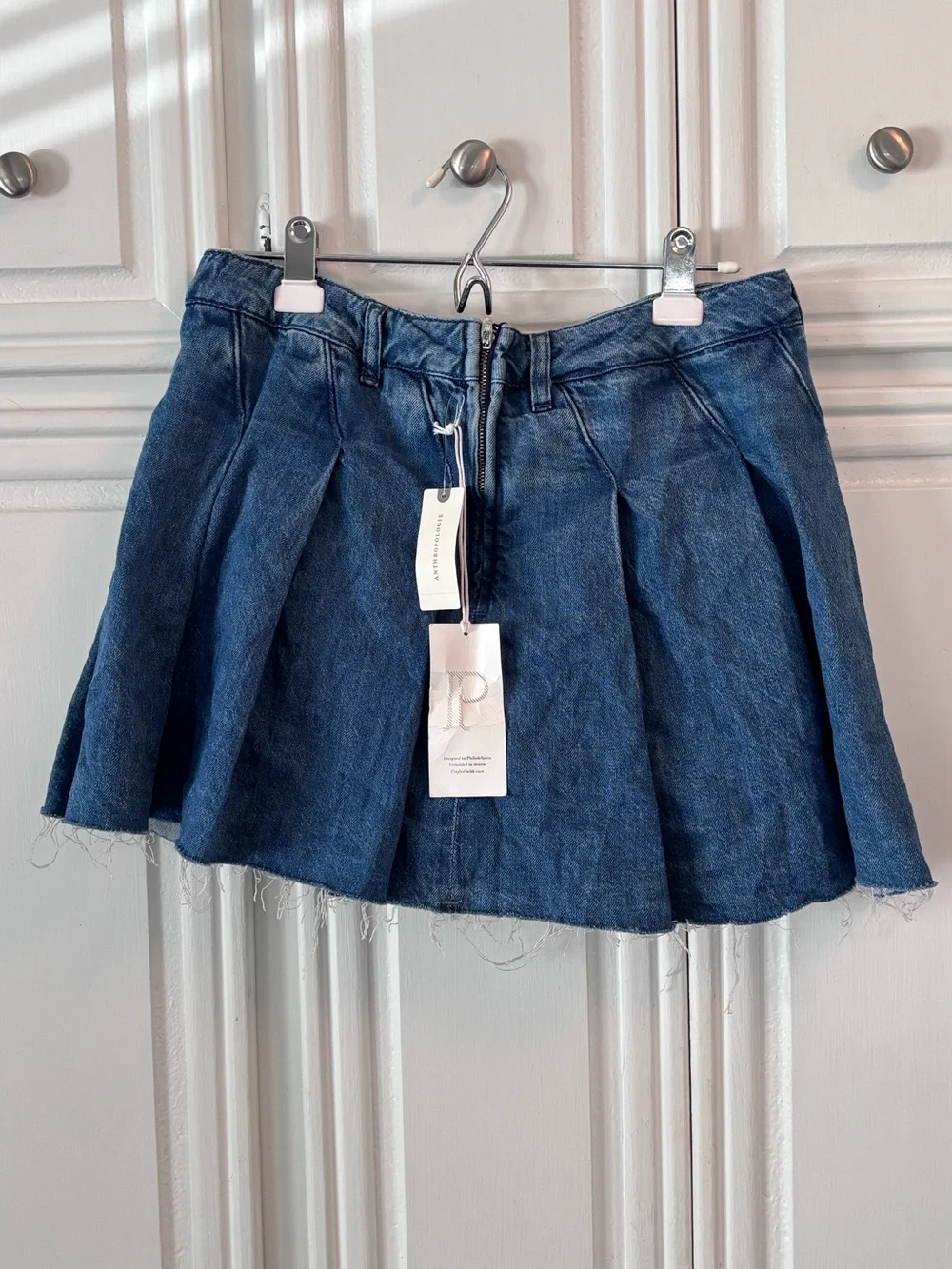 Anthropologie- PILCRO Denim Pleated Mini Skort - Blue sz 31 NWT